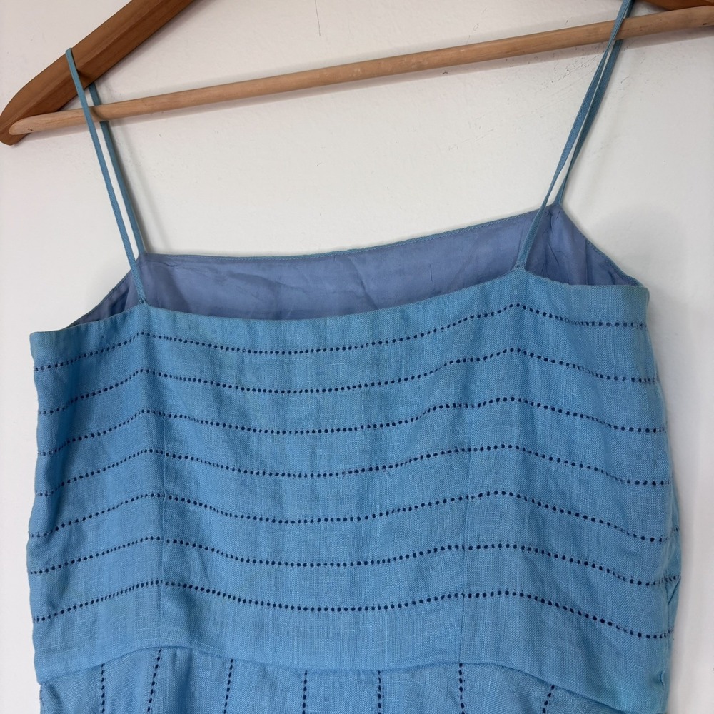 Ann Taylor Blue Linen Eyelet Sundress Dress Size 2P - Picture 6 of 6